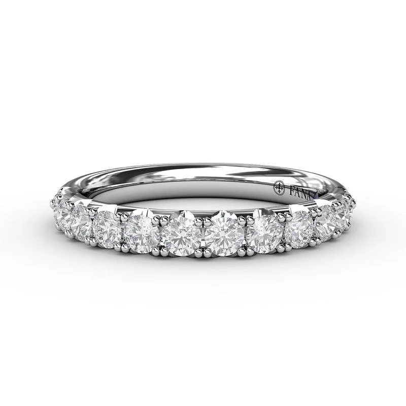 Women’s modern solitaire engagement ring-Pave Diamond Anniversary Band W6104