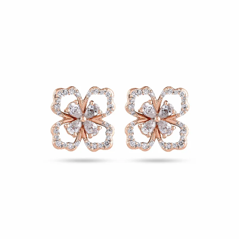 Women’s simple stud earrings-Flora Daimond Earrings