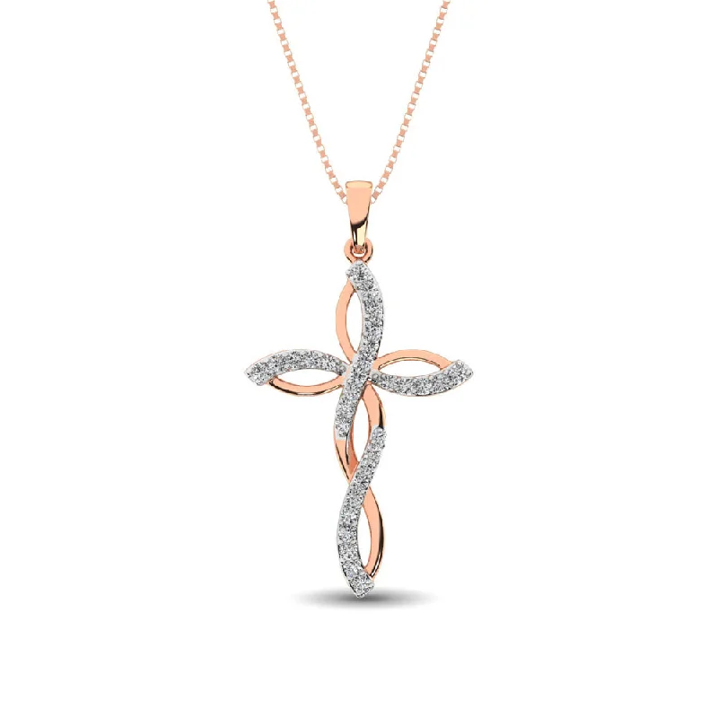 Women’s yellow gold necklace-Diamond 1/5 Ct.Tw Twist cross Pendant