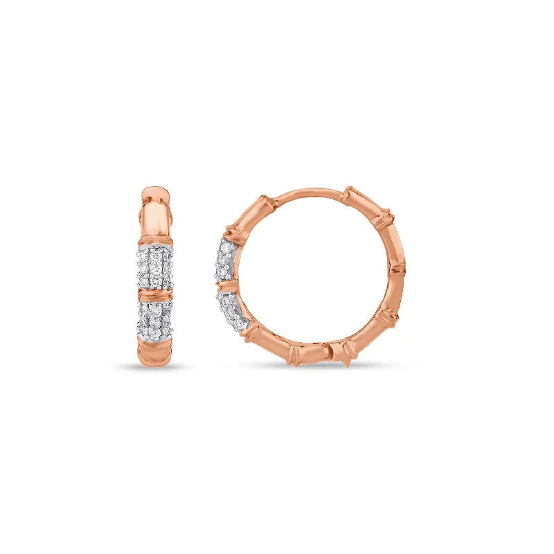 Women’s glamorous earrings-Bamboo Diamond Hoops