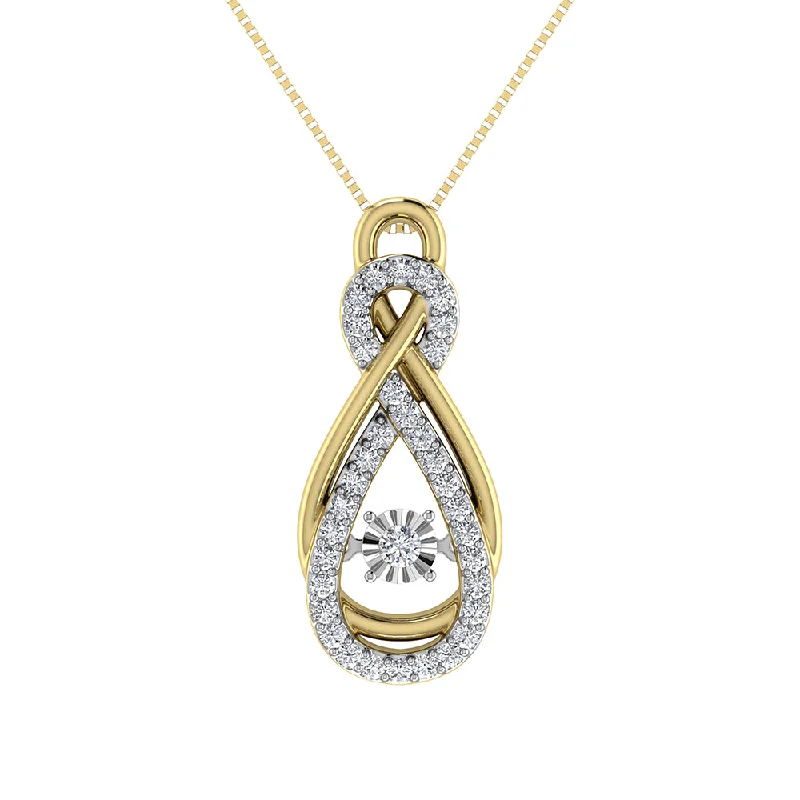 Women’s colorful gemstone necklace-10K Yellow Gold 1/5 Ct.Tw. Diamond Shimmering Pendant