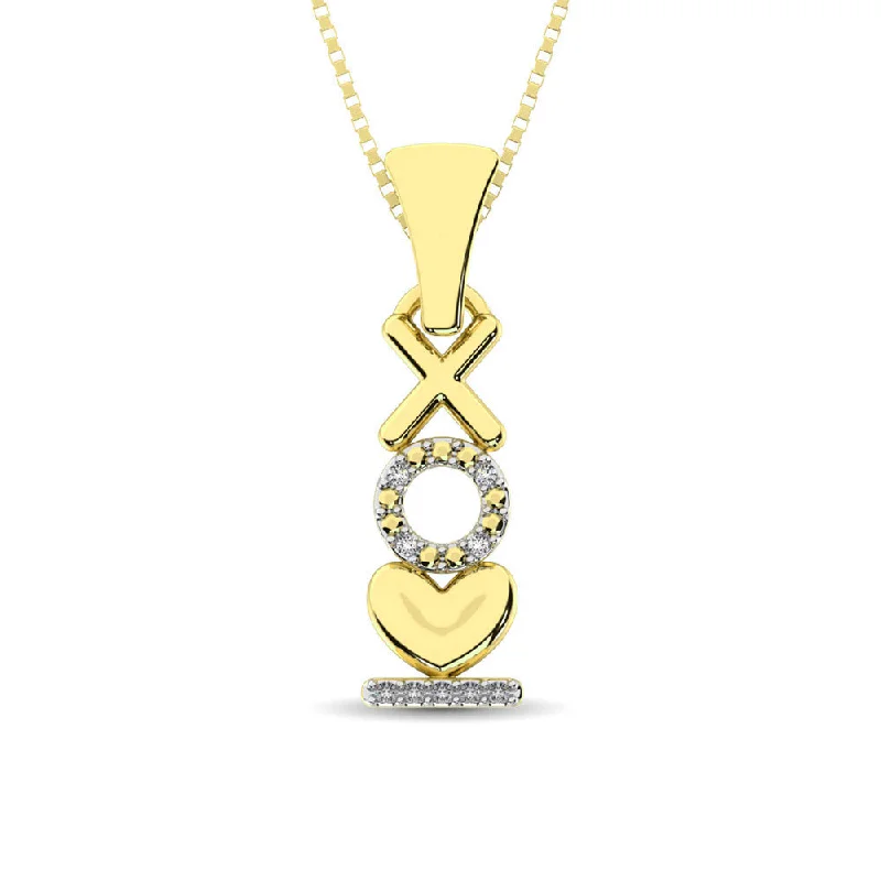 Women’s layered gold necklace-10K Yellow Gold Diamond Accent Fashion Pendant