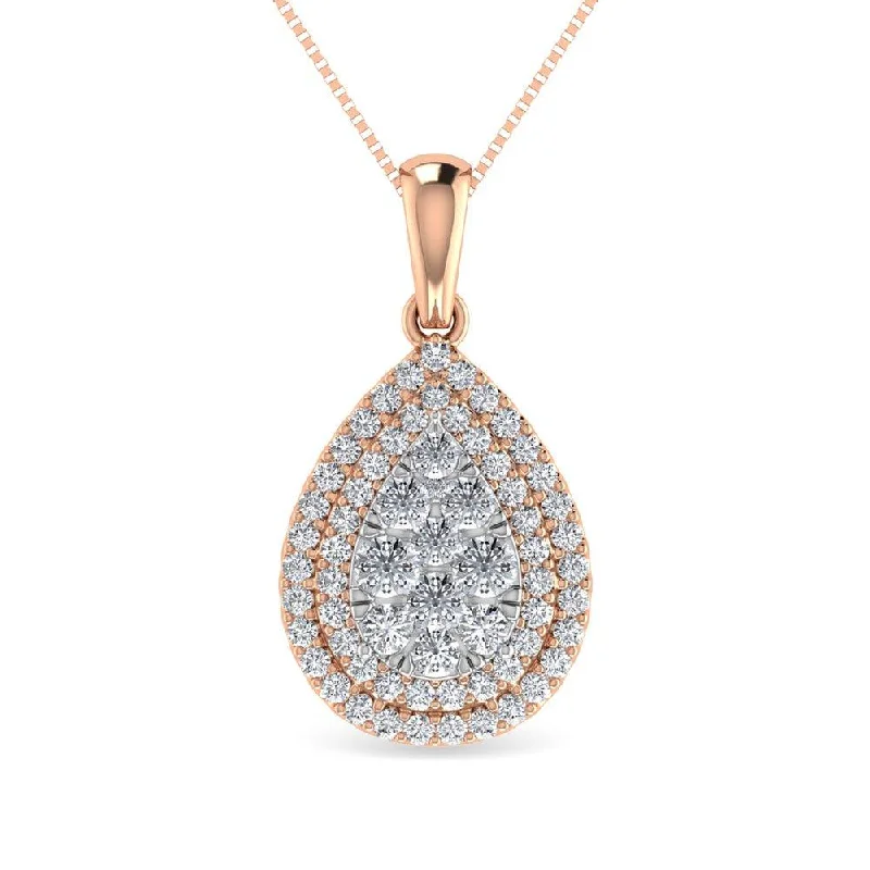 Women’s floral pendant necklace-Diamond 3/4 Ct.Tw. Fashion Pendant in 14K Rose Gold