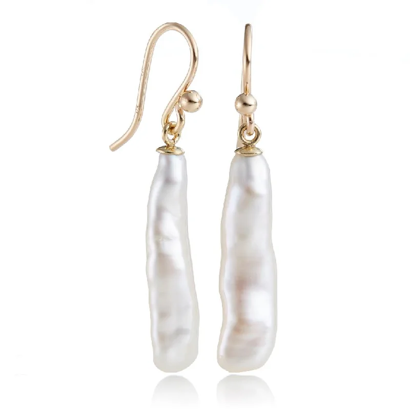 Women’s pendant earrings-Bamboo Pearl Drop Earrings