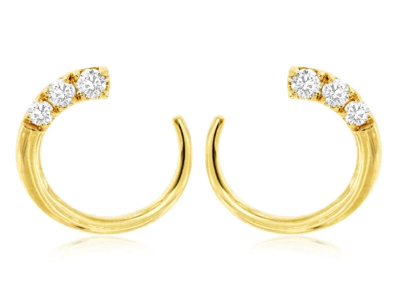 Women’s drop earrings-14K YG Diamond Hoop Earrings