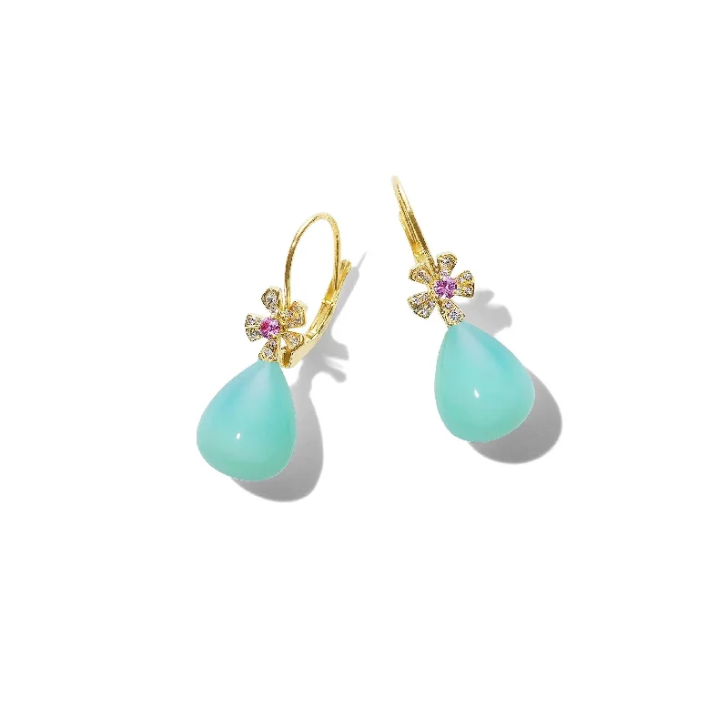 Women’s dangling earrings-Wonderland Teardrop Green Opal Earrings