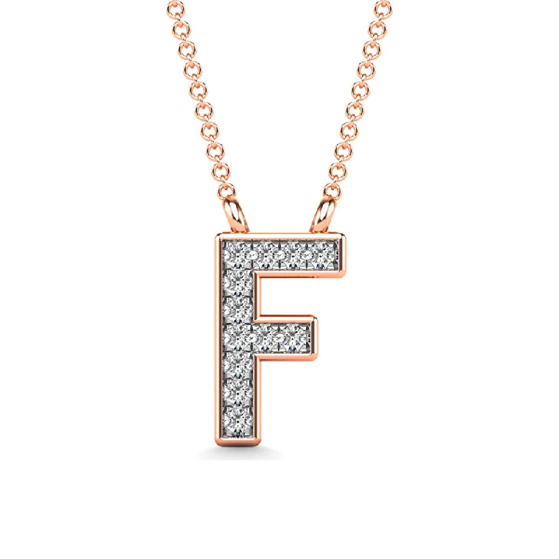 Women’s pendant necklace-Diamond 1/20 Ct.Tw. Letter F Pendant in 10K Rose Gold""