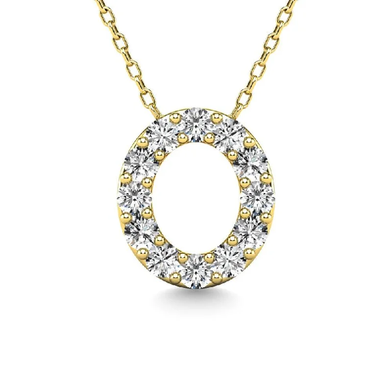 Women’s custom necklace-Diamond 1/8 Ct.Tw. Letter O Pendant in 14K Yellow Gold"