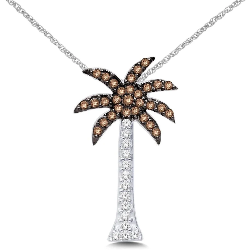 Women’s eco-friendly necklace-14K White Gold 1/4 Ct.Tw. Diamond Palm Tree Pendant