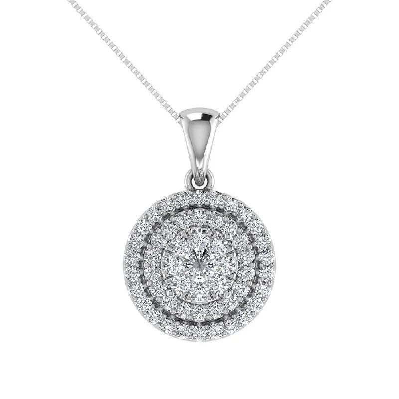 Women’s dainty gold necklace-Diamond 3/4 Ct.Tw. Fashion Pendant in 10K White Gold