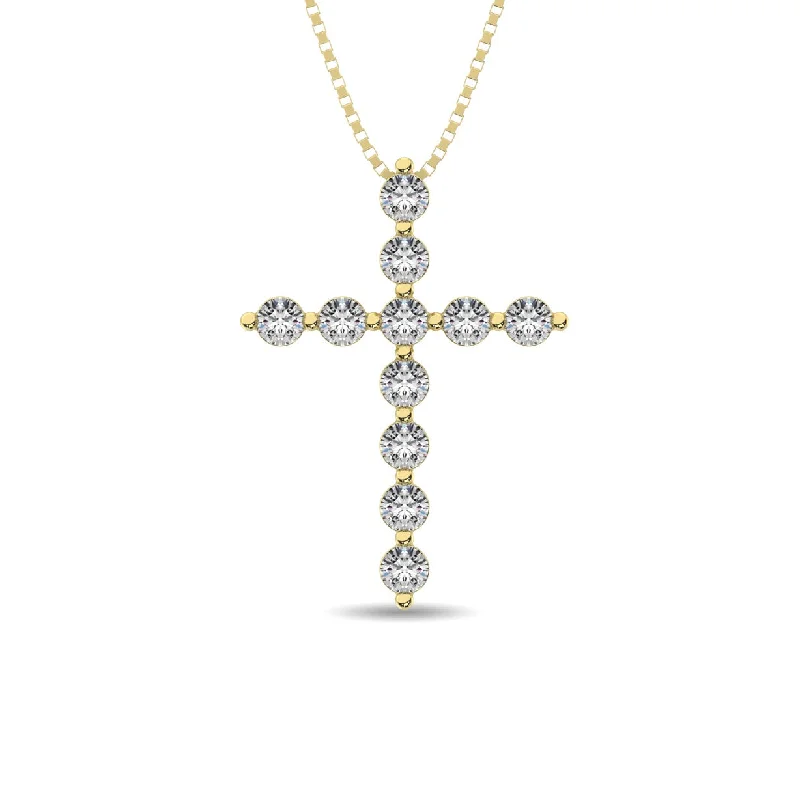 Women’s geometric necklace-Diamond 1/4 Ct.Tw. Cross Pendant in 14K Yellow Gold