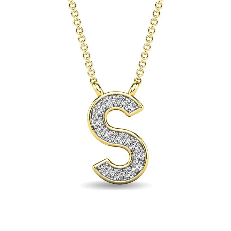 Women’s choker necklace-Diamond 1/20 Ct.Tw. Letter S Pendant in 10K Yellow Gold