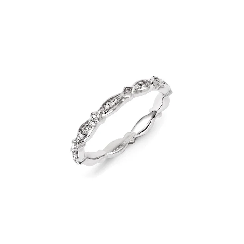 Women’s diamond engagement ring-Sterling Silver Rhodium Plated Diamond Stackable Ring | QSK1070