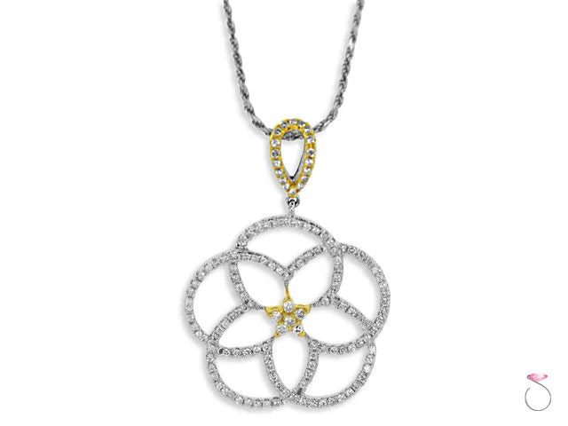 Women’s spiritual necklace-Diamond .90ct Pentagram 18K 2 tone White Yellow Gold Pendant