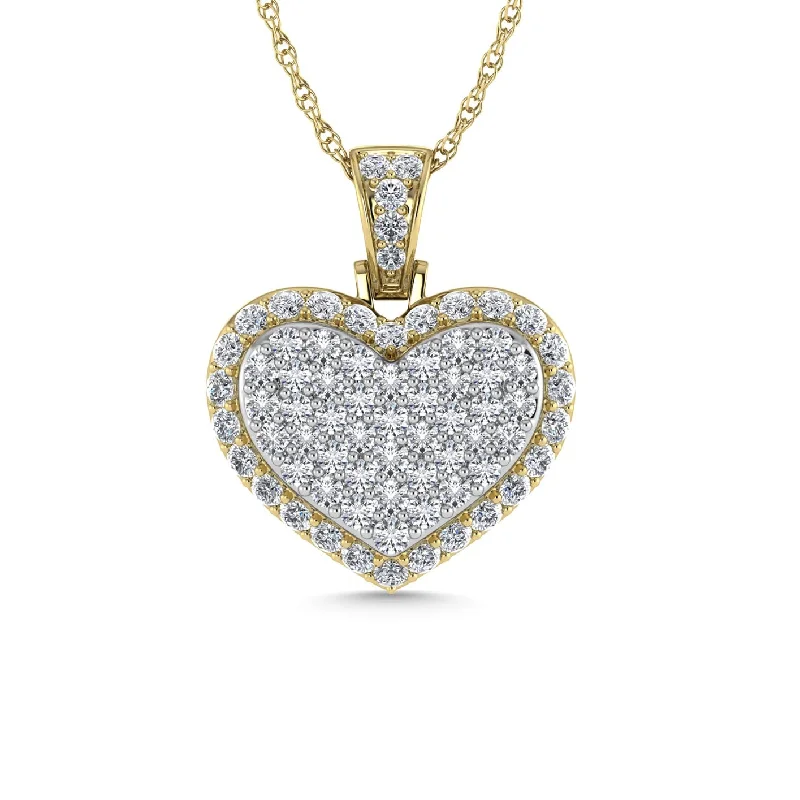 Women’s diamond chain necklace-Diamond 3 Ct.Tw. Cluster Heart Pendant in 10K Yellow Gold