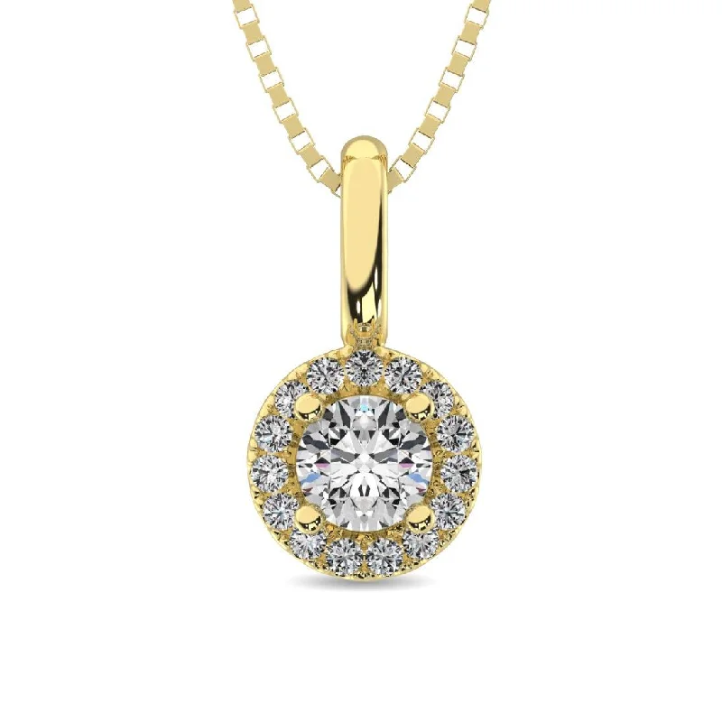 Women’s eco-friendly necklace-Diamond 1/5 ct tw Round Cut Fashion Pendant in 10K Yellow Gold