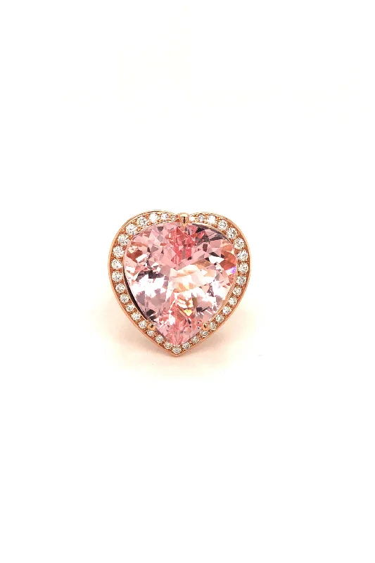 Women’s emerald solitaire engagement ring-Morganite Heart Shaped Ring with Diamonds 52-JSA