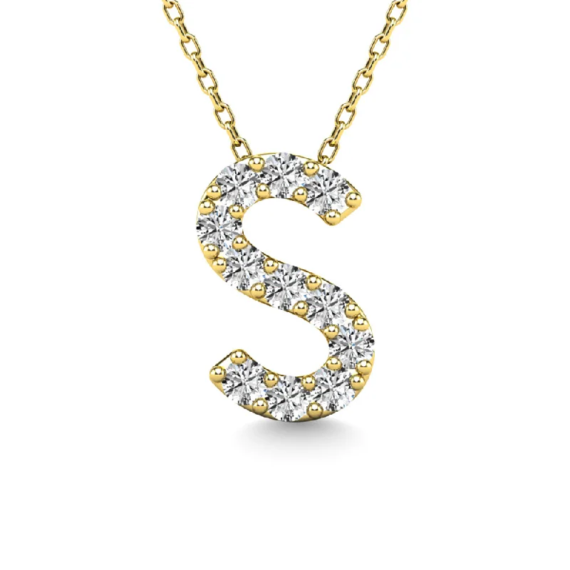 Women’s fashion necklace-Diamond 1/10 Ct.Tw. Letter S Pendant in 14K Yellow Gold""