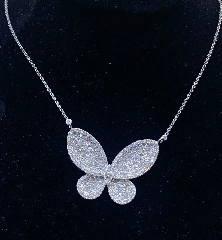 Women’s geometric necklace-14K Butterfly Diamond Pendant