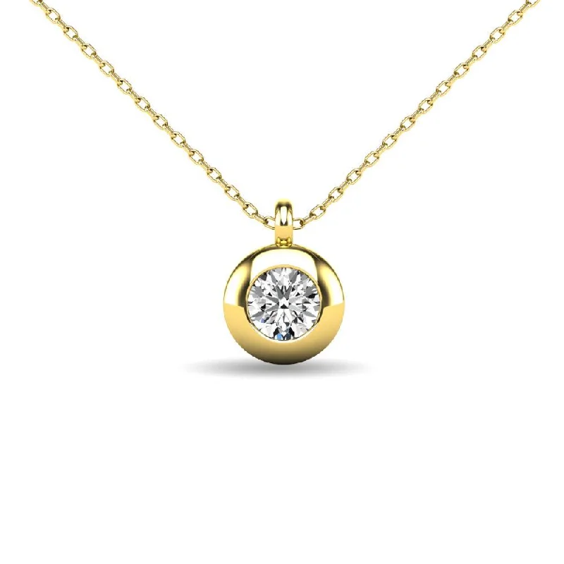 Women’s casual necklace-Diamond 1/10 ct tw Bezel Set Pendant in 10K Yellow Gold