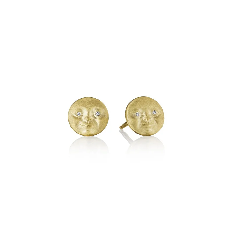 Women’s geometric earrings-Small Moonface Stud Earrings