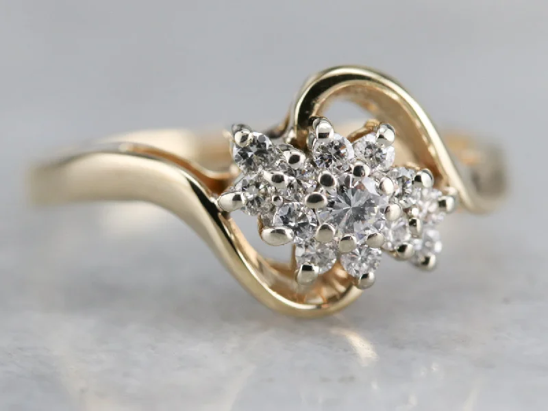 Women’s cushion-shaped diamond engagement ring-Gold Diamond Cluster Ring