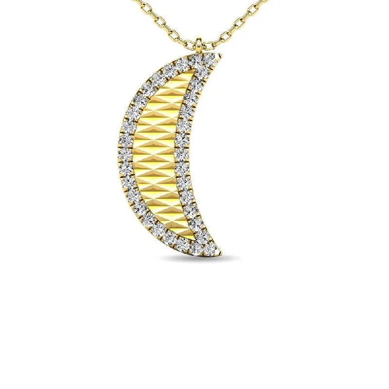 Women’s beaded necklace-Diamond 1/10 ct tw Moon Pendant in 10K Yellow Gold