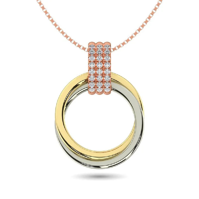 Women’s infinity necklace-Diamond 1/10 ct tw Circle Shape Pendant in 10K Three Tone Gold