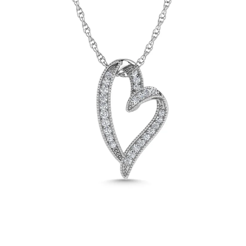 Women’s beaded necklace-Diamond 1/6 Ct.Tw. Heart Pendant in 10K White Gold