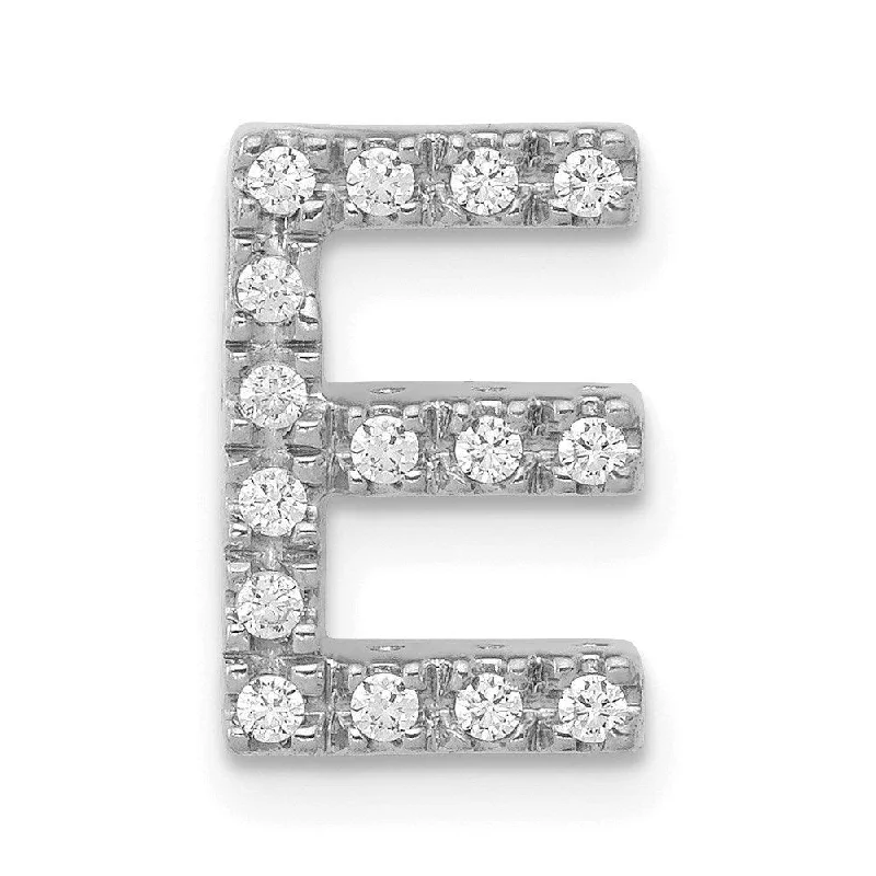 Women’s heirloom engagement ring-14k White Gold Diamond Initial E Charm