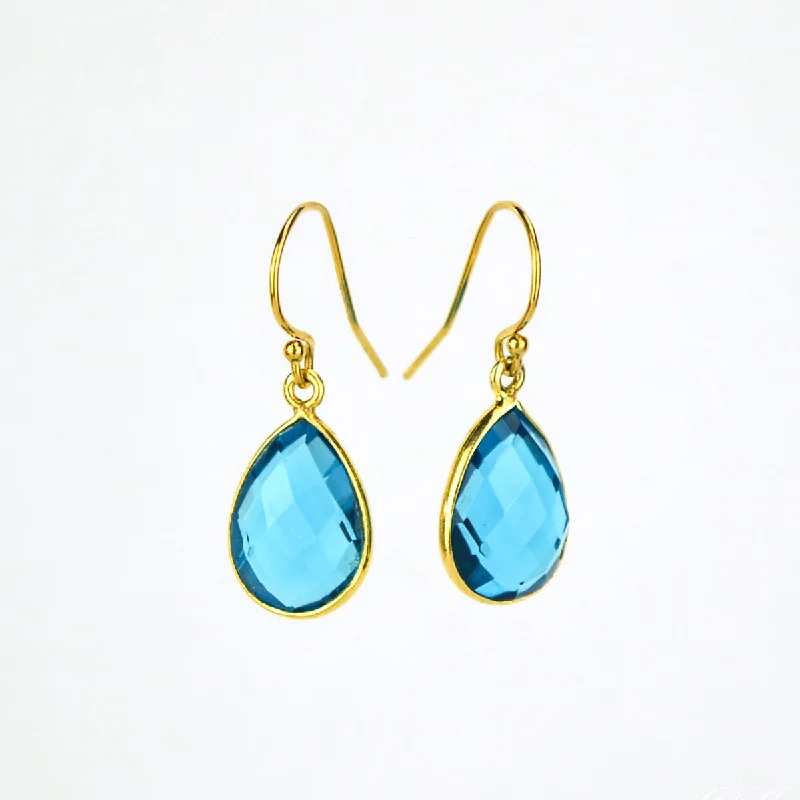 Women’s luxury earrings-London Blue Topaz Small Teardrop Dangle Earrings - December Birthstone