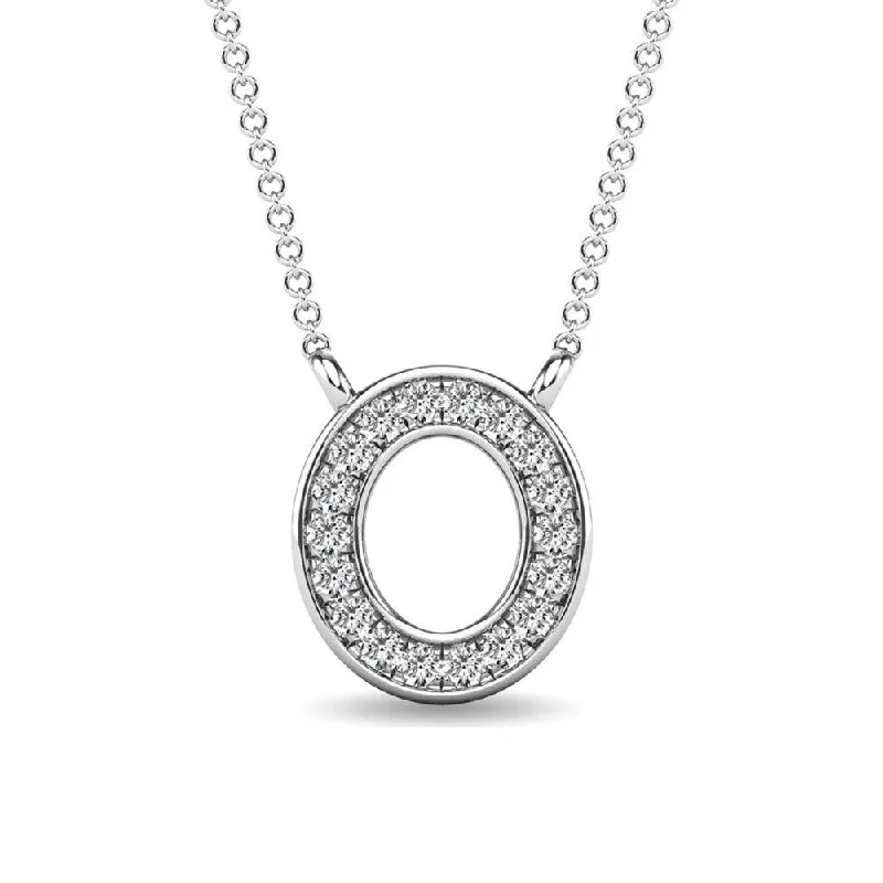 Women’s modern necklace-Diamond 1/20 Ct.Tw. Letter O Pendant in 10K White Gold