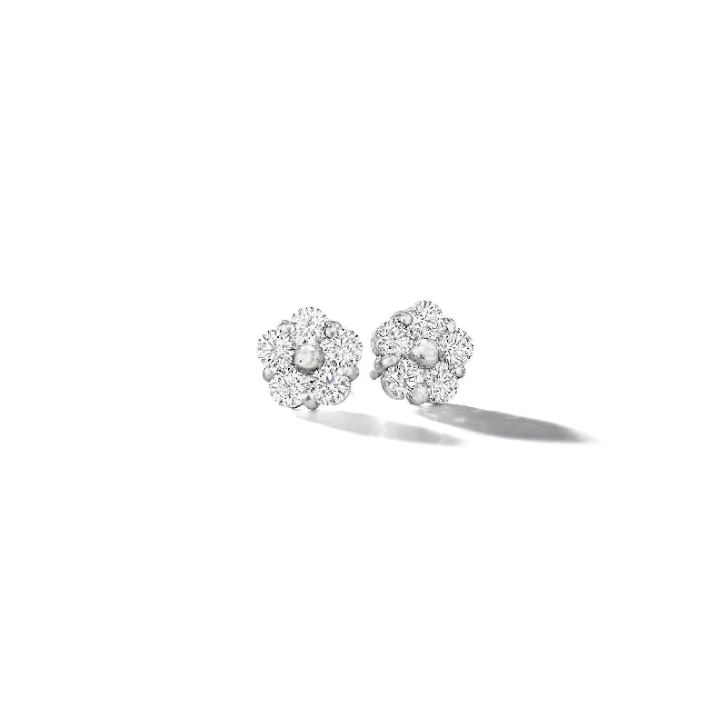 Women’s pearl earrings-Anzia Flower Diamond Studs - Small