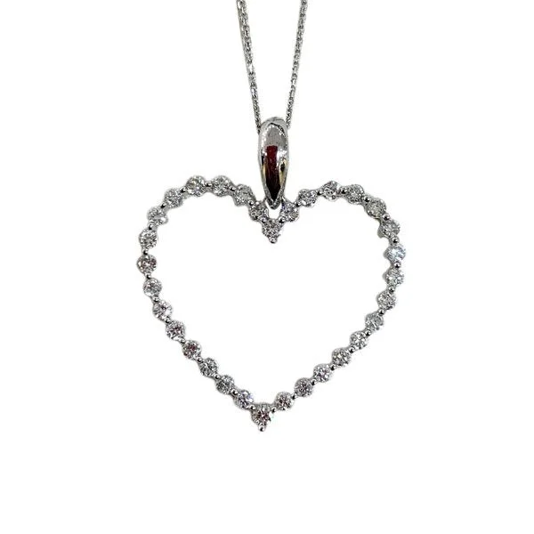 Women’s heart-shaped pendant necklace-14k White Gold Diamond Pendant