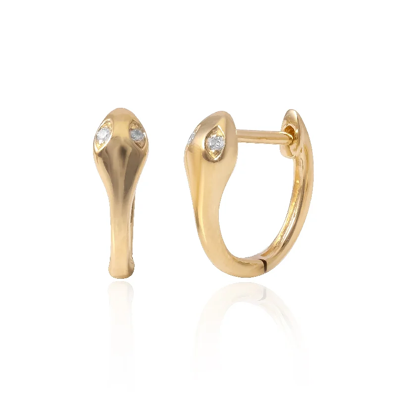 Women’s fine gold earrings-Snake Huggies