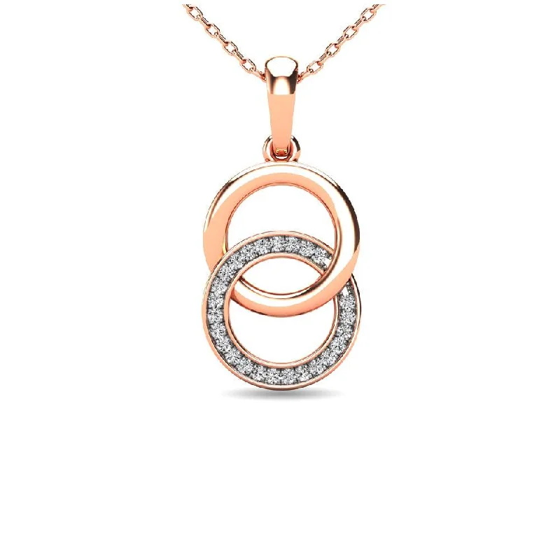 Women’s rose gold necklace-Diamond 1/10 ct tw Circle Pendant in 10K Rose Gold