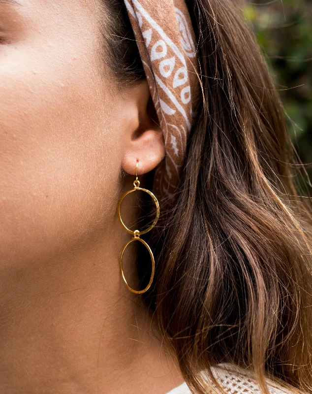 Women’s vintage-inspired earrings-Double Circle Earrings ~Gold Plated or Silver Plated ~ SME019