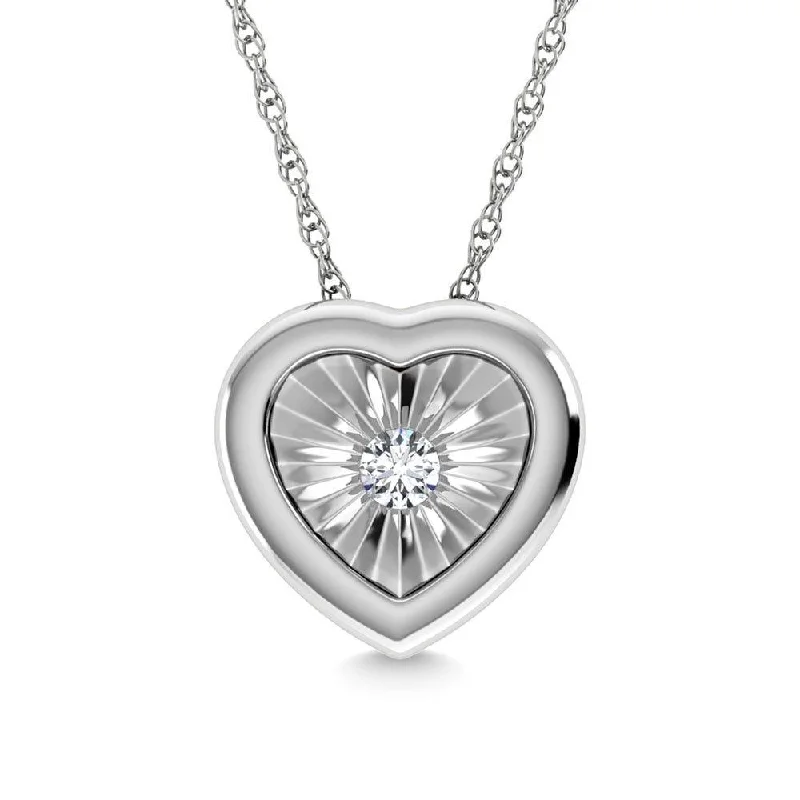 Women’s large pendant necklace-Diamond 1/50 Ct.Tw. Heart Pendant in Silver