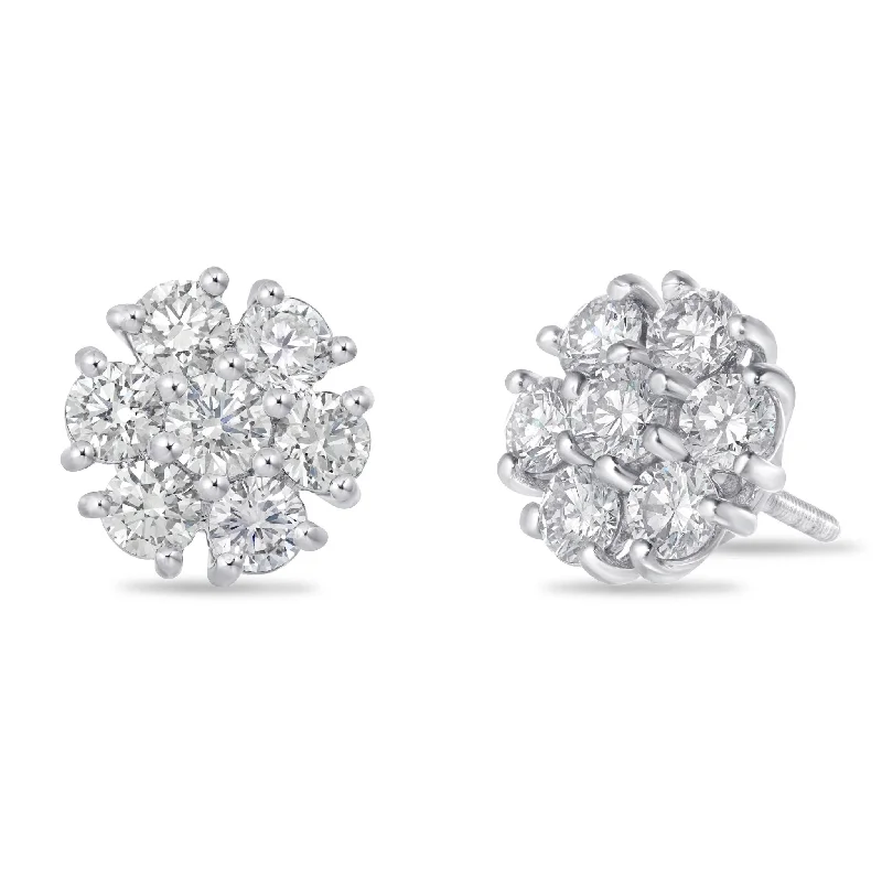 Women’s rose-cut diamond engagement ring-14K White Gold Shyne Collection 20pt Diamond Flower Studs