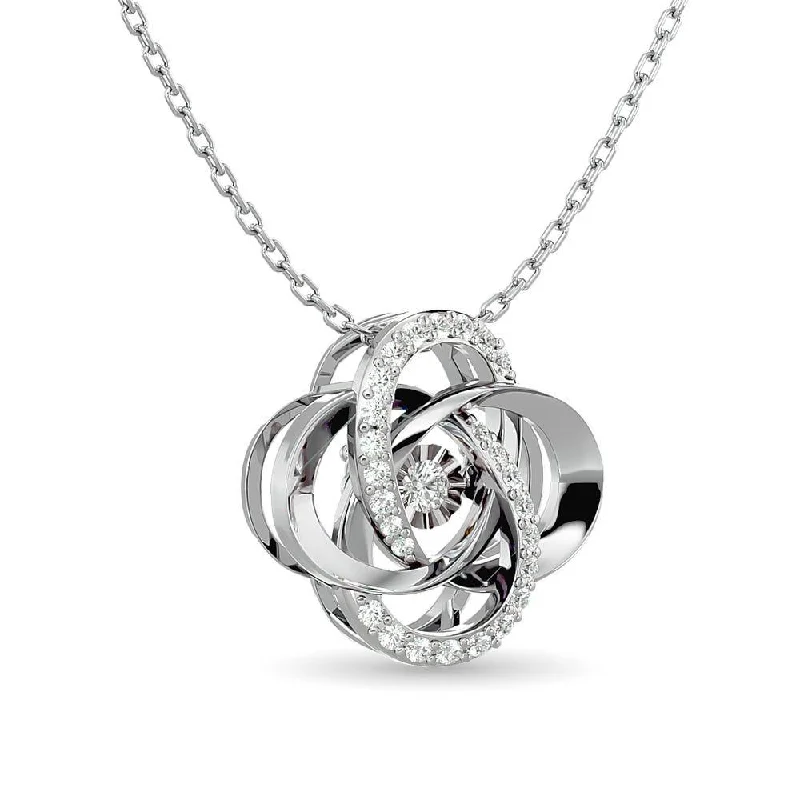 Women’s round pendant necklace-Diamond Shimmering Pendant 1/4 ct tw in 10K White Gold