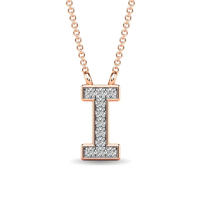 Women’s birthstone necklace-Diamond 1/20 Ct.Tw. Letter I Pendant in 10K Rose Gold