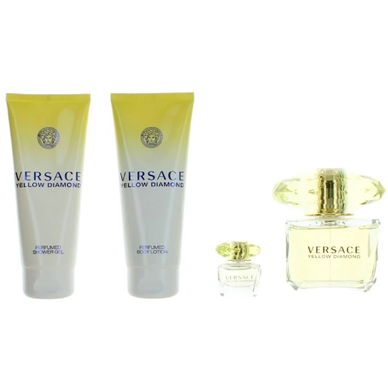 Women’s diamond cluster engagement ring-Versace Women's Personal Care Gift Set - Yellow Diamond Luxurious World, 4 Piece