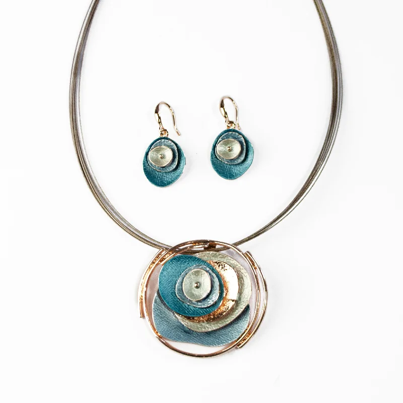 Women’s vintage earrings-Boho Style Abstract Pendant Necklace & Earrings Set