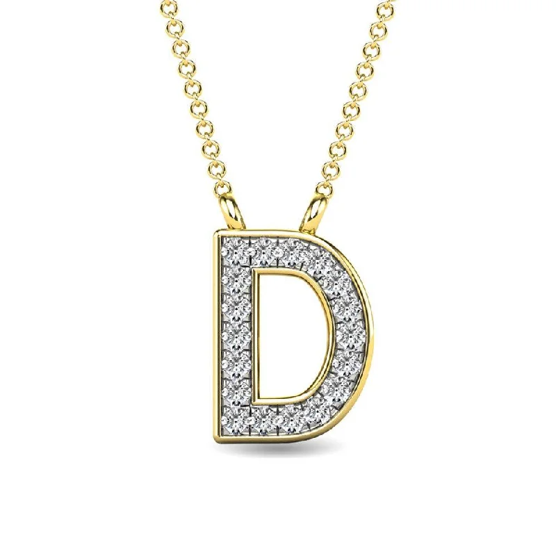 Women’s wedding necklace-Diamond 1/20 Ct.Tw. Letter D Pendant in 10K Yellow Gold