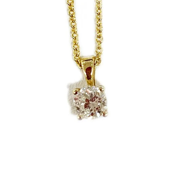 Women’s delicate gold necklace-14k Yellow Gold Diamond Pendant