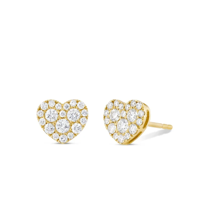 Women’s art deco engagement ring-18K Gold Shyne Collection 0.67ct Diamond Heart Studs