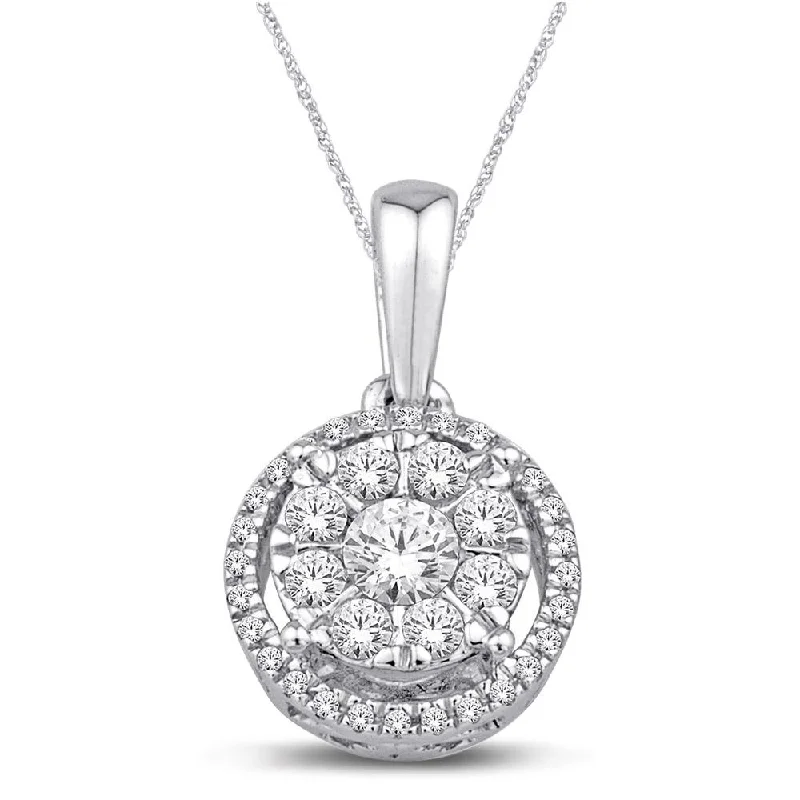 Women’s heart pendant necklace-10K White Gold 1/3 Ct.Tw.Diamond Fashion Pendant