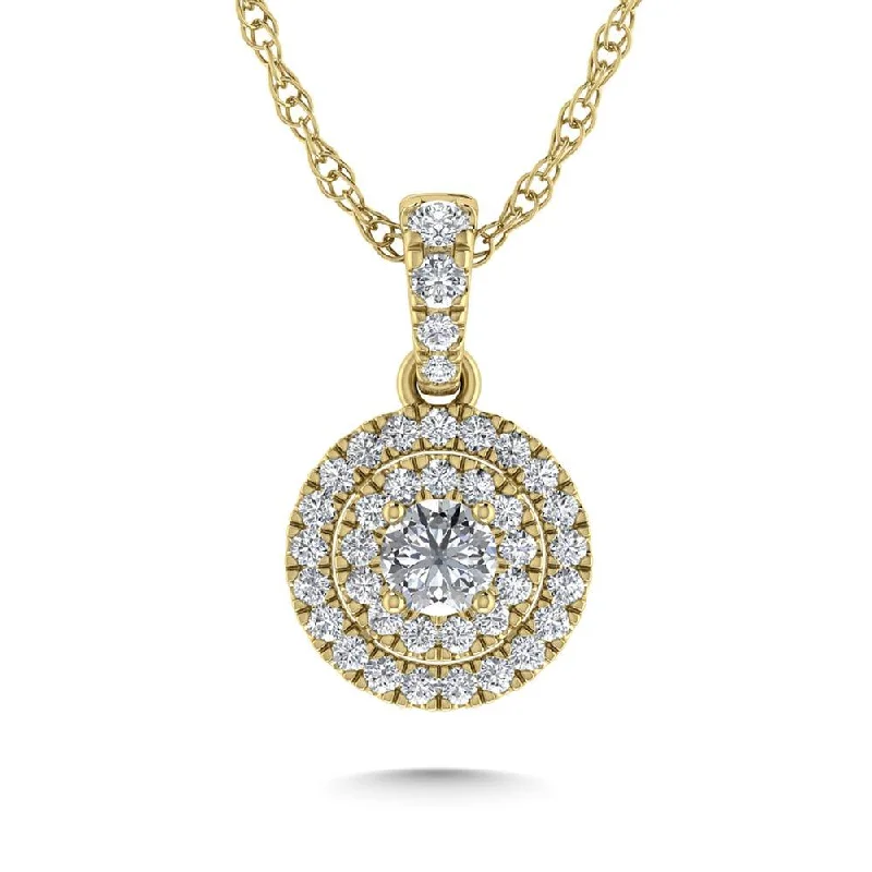 Women’s moonstone necklace-14K Yellow Gold Diamond 3/8 Ct.Tw. Fashion Pendant