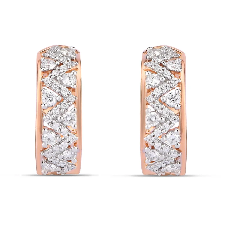 Women’s vintage-inspired earrings-Art Deco Half Diamond  hoops