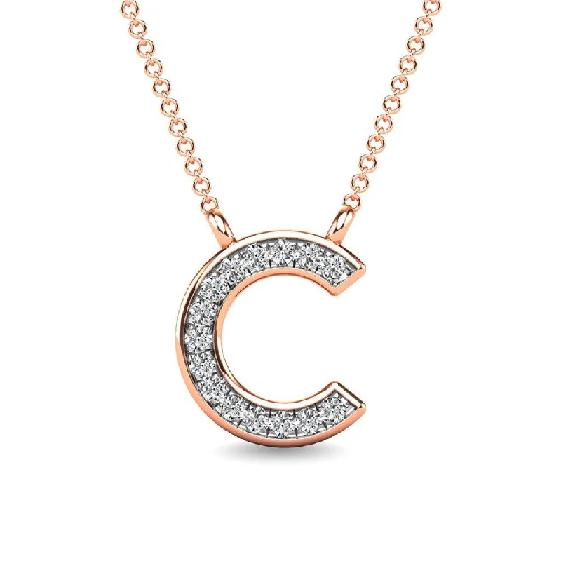 Women’s yellow gold necklace-Diamond 1/20 Ct.Tw. Letter C Pendant in 10K Rose Gold